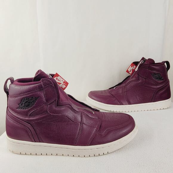 Air Jordan retro 1 high Bordeaux purple zip up sneaker size 9 women Sneakerhead - Picture 1 of 8